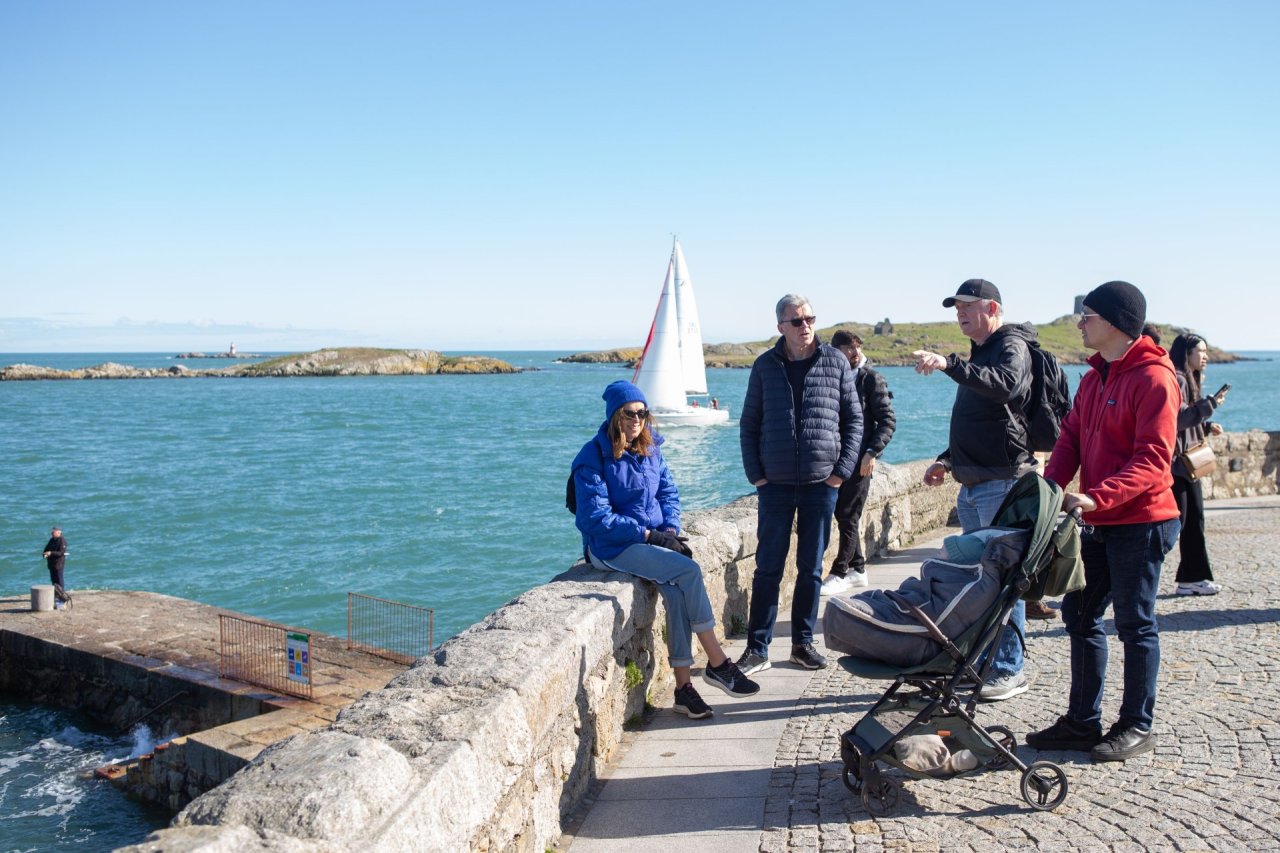 group pram boat, waters, ocean,pram,red,purple,top 